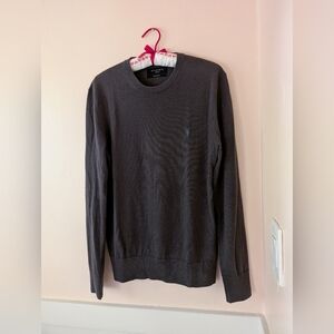 All Saints Men's Mode Merino Crew Sweater - Charcoal Gray 100% Wool - Size Med